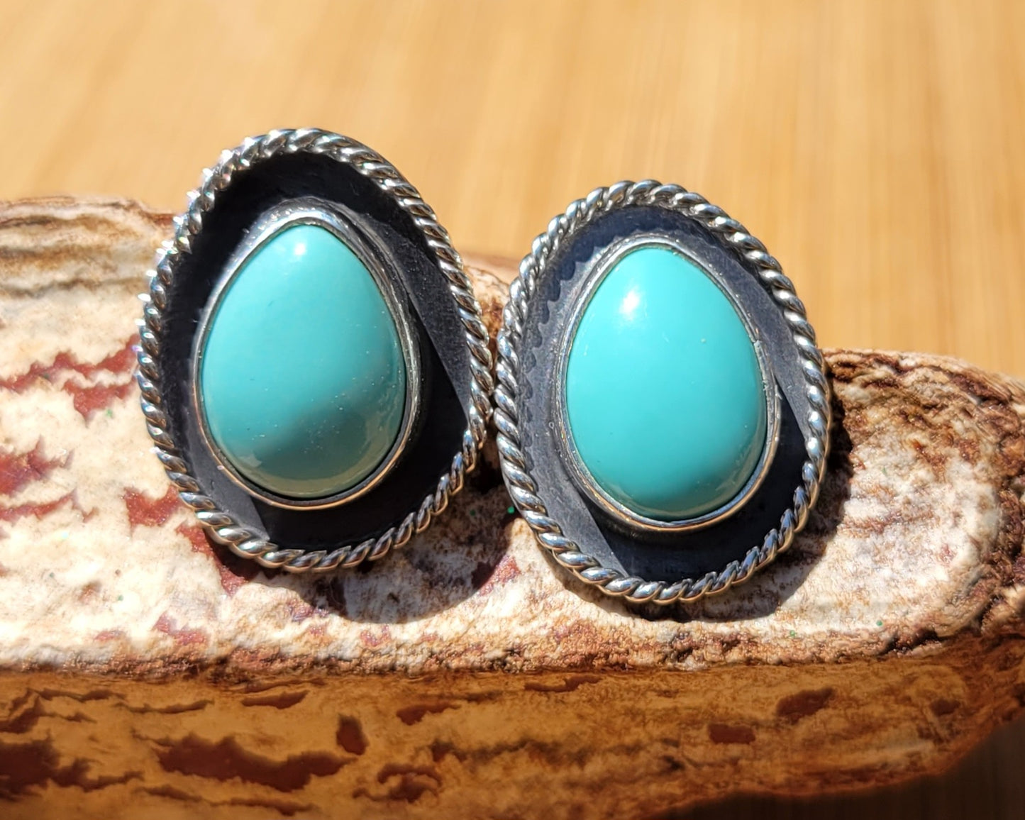 Turquoise Silver Stud Earrings