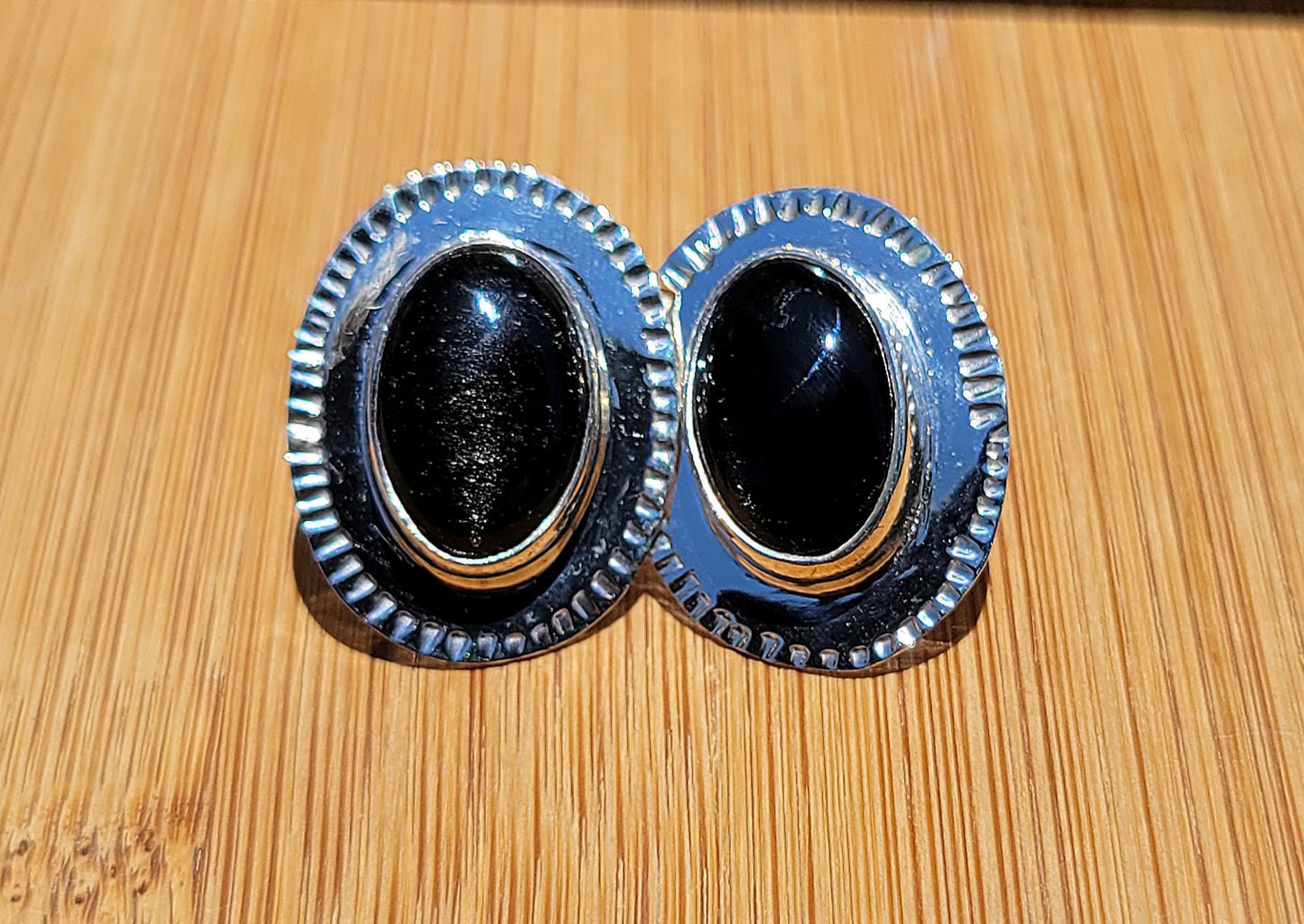 Obsidian Silver Stud Earrings
