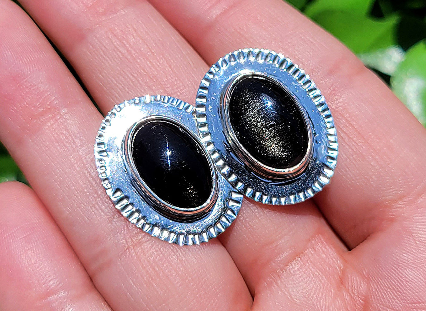 Obsidian Silver Stud Earrings