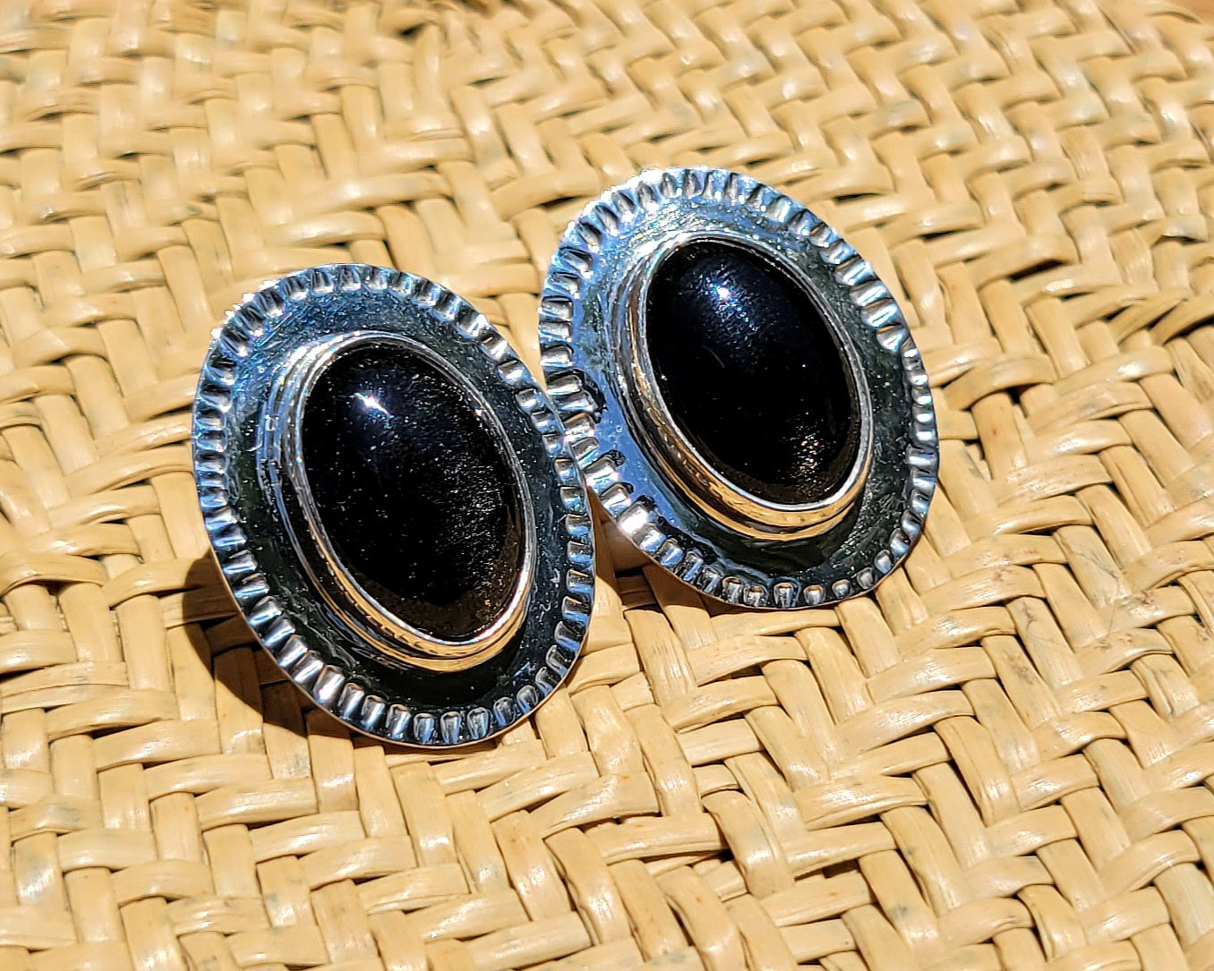 Obsidian Silver Stud Earrings