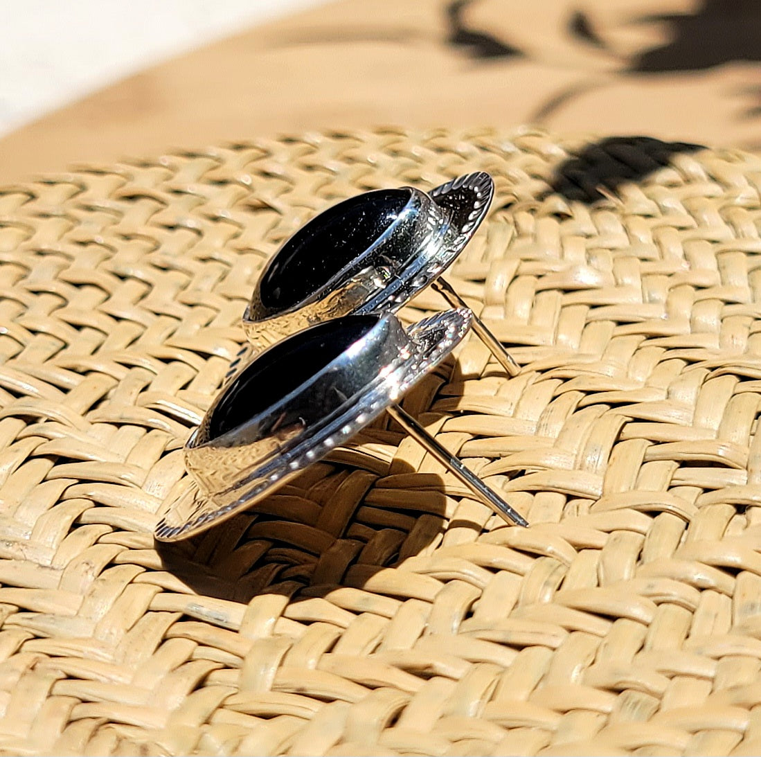 Obsidian Silver Stud Earrings