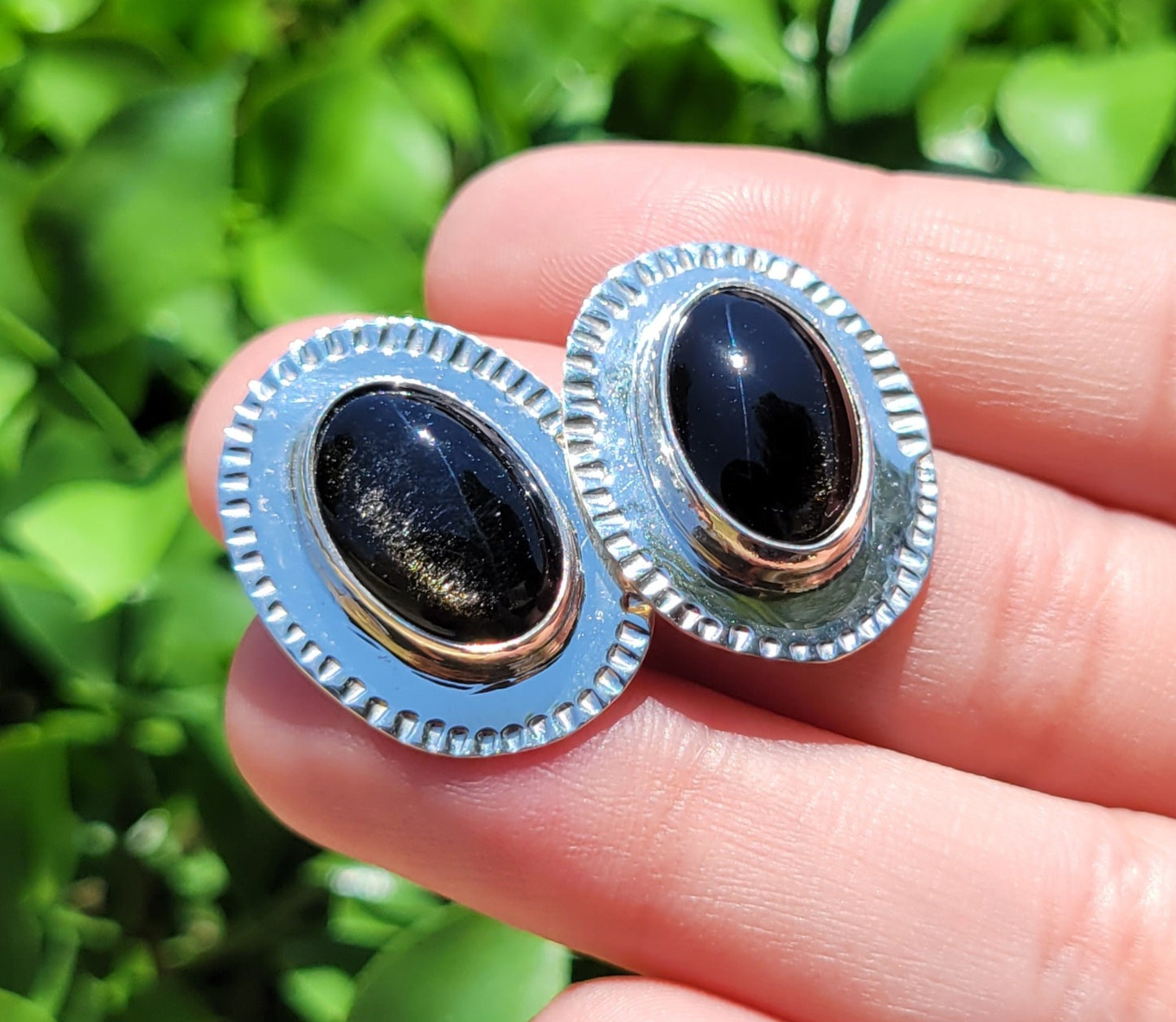 Obsidian Silver Stud Earrings