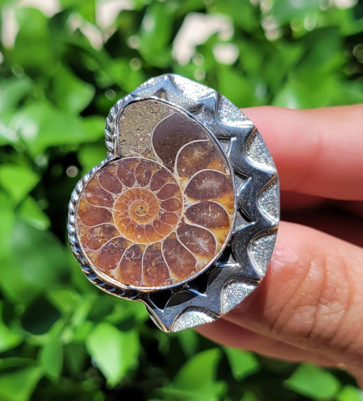 Ammonite Fossil Silver Ring