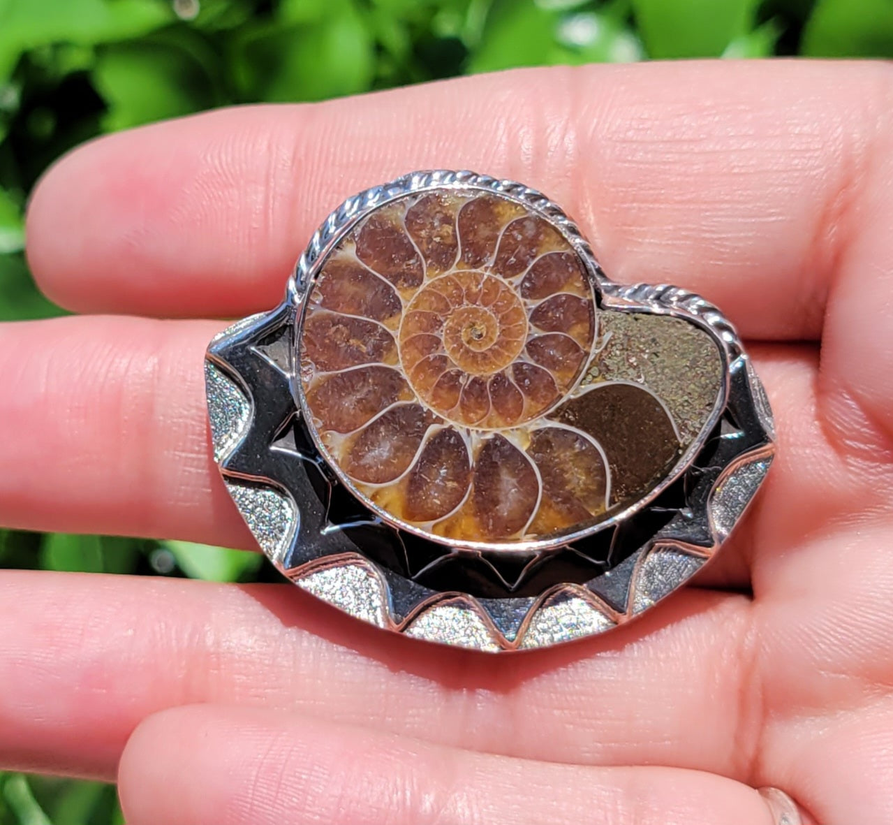 Ammonite Fossil Silver Ring