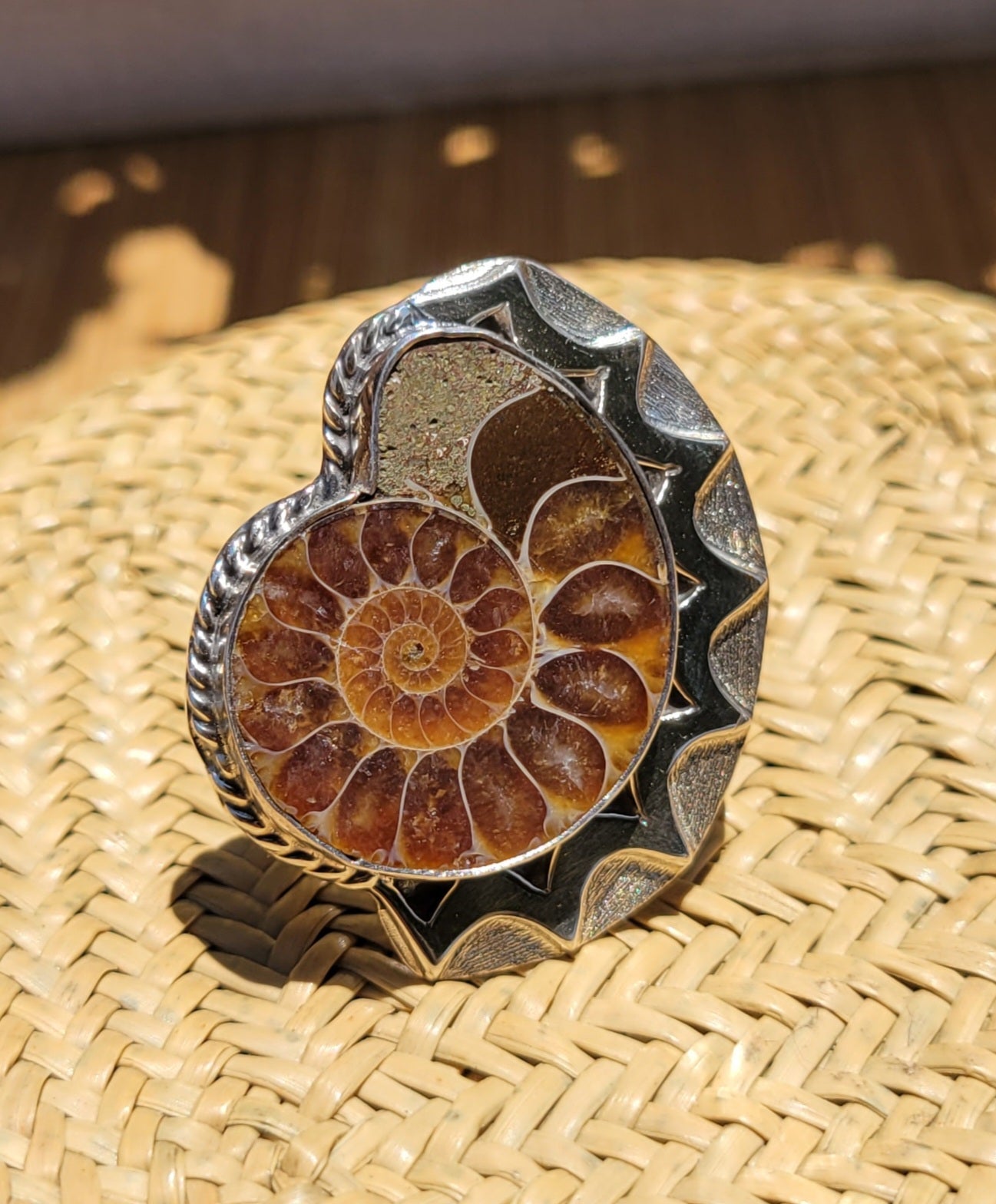 Ammonite Fossil Silver Ring
